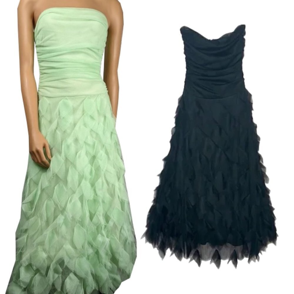 🆕 B DARLIN Vintage Tiered Strapless Black ball gown Evening Dress size 3/4